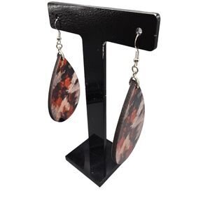 Pierced Earrings Retro Print Bold Vibrant Acrylic Teardrop Reversible Dangle